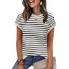 image:imageWIHOLL Short Sleeve Sweater for Women Summer Tops Crew Neck Fashion Clothing Tshirts Shirts Travel Outfits Dressy CasualStriped 04