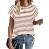 image:imageWIHOLL Short Sleeve Sweater for Women Summer Tops Crew Neck Fashion Clothing Tshirts Shirts Travel Outfits Dressy CasualStriped 05