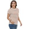 image:imageWIHOLL Short Sleeve Sweater for Women Summer Tops Crew Neck Fashion Clothing Tshirts Shirts Travel Outfits Dressy CasualStriped 05