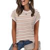 image:imageWIHOLL Short Sleeve Sweater for Women Summer Tops Crew Neck Fashion Clothing Tshirts Shirts Travel Outfits Dressy CasualStriped 05