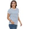 image:imageWIHOLL Short Sleeve Sweater for Women Summer Tops Crew Neck Fashion Clothing Tshirts Shirts Travel Outfits Dressy CasualStriped 06