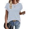 image:imageWIHOLL Short Sleeve Sweater for Women Summer Tops Crew Neck Fashion Clothing Tshirts Shirts Travel Outfits Dressy CasualStriped 06