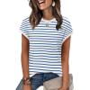 image:imageWIHOLL Short Sleeve Sweater for Women Summer Tops Crew Neck Fashion Clothing Tshirts Shirts Travel Outfits Dressy CasualStriped 06