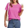 image:imageWIHOLL Short Sleeve Sweater for Women Trendy Summer Tops 2026 Early Spring Fashion Business Casual Outfits07  Hot Pink