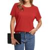 image:imageWIHOLL Short Sleeve Sweater for Women Trendy Summer Tops 2026 Early Spring Fashion Business Casual Outfits09  Red