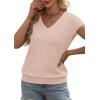 image:imageWIHOLL Short Sleeve Sweater for Women V Neck Trendy Summer Tops 2026 Beach Vacation Clothes Travel Business Casual OutfitsApricot