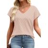 image:imageWIHOLL Short Sleeve Sweater for Women V Neck Trendy Summer Tops 2026 Beach Vacation Clothes Travel Business Casual OutfitsApricot
