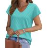 image:imageWIHOLL Short Sleeve Sweater for Women V Neck Trendy Summer Tops 2026 Beach Vacation Clothes Travel Business Casual OutfitsAqua