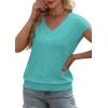 image:imageWIHOLL Short Sleeve Sweater for Women V Neck Trendy Summer Tops 2026 Beach Vacation Clothes Travel Business Casual OutfitsAqua
