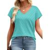 image:imageWIHOLL Short Sleeve Sweater for Women V Neck Trendy Summer Tops 2026 Beach Vacation Clothes Travel Business Casual OutfitsAqua