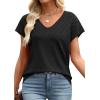 image:imageWIHOLL Short Sleeve Sweater for Women V Neck Trendy Summer Tops 2026 Beach Vacation Clothes Travel Business Casual OutfitsBlack
