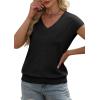 image:imageWIHOLL Short Sleeve Sweater for Women V Neck Trendy Summer Tops 2026 Beach Vacation Clothes Travel Business Casual OutfitsBlack