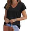 image:imageWIHOLL Short Sleeve Sweater for Women V Neck Trendy Summer Tops 2026 Beach Vacation Clothes Travel Business Casual OutfitsBlack
