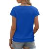 image:imageWIHOLL Short Sleeve Sweater for Women V Neck Trendy Summer Tops 2026 Beach Vacation Clothes Travel Business Casual OutfitsBlue