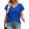 image:imageWIHOLL Short Sleeve Sweater for Women V Neck Trendy Summer Tops 2026 Beach Vacation Clothes Travel Business Casual OutfitsBlue
