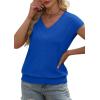 image:imageWIHOLL Short Sleeve Sweater for Women V Neck Trendy Summer Tops 2026 Beach Vacation Clothes Travel Business Casual OutfitsBlue