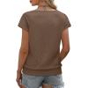 image:imageWIHOLL Short Sleeve Sweater for Women V Neck Trendy Summer Tops 2026 Beach Vacation Clothes Travel Business Casual OutfitsBrown
