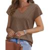 image:imageWIHOLL Short Sleeve Sweater for Women V Neck Trendy Summer Tops 2026 Beach Vacation Clothes Travel Business Casual OutfitsBrown