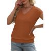 image:imageWIHOLL Short Sleeve Sweater for Women V Neck Trendy Summer Tops 2026 Beach Vacation Clothes Travel Business Casual OutfitsCaramel