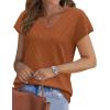image:imageWIHOLL Short Sleeve Sweater for Women V Neck Trendy Summer Tops 2026 Beach Vacation Clothes Travel Business Casual OutfitsCaramel
