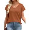image:imageWIHOLL Short Sleeve Sweater for Women V Neck Trendy Summer Tops 2026 Beach Vacation Clothes Travel Business Casual OutfitsCaramel