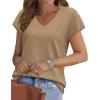image:imageWIHOLL Short Sleeve Sweater for Women V Neck Trendy Summer Tops 2026 Beach Vacation Clothes Travel Business Casual OutfitsCoffee
