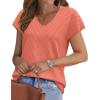 image:imageWIHOLL Short Sleeve Sweater for Women V Neck Trendy Summer Tops 2026 Beach Vacation Clothes Travel Business Casual OutfitsCoral