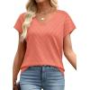 image:imageWIHOLL Short Sleeve Sweater for Women V Neck Trendy Summer Tops 2026 Beach Vacation Clothes Travel Business Casual OutfitsCoral