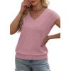 image:imageWIHOLL Short Sleeve Sweater for Women V Neck Trendy Summer Tops 2026 Beach Vacation Clothes Travel Business Casual OutfitsDusty Pink