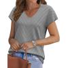 image:imageWIHOLL Short Sleeve Sweater for Women V Neck Trendy Summer Tops 2026 Beach Vacation Clothes Travel Business Casual OutfitsGray