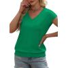 image:imageWIHOLL Short Sleeve Sweater for Women V Neck Trendy Summer Tops 2026 Beach Vacation Clothes Travel Business Casual OutfitsGreen