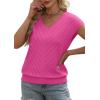 image:imageWIHOLL Short Sleeve Sweater for Women V Neck Trendy Summer Tops 2026 Beach Vacation Clothes Travel Business Casual OutfitsHot Pink