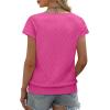 image:imageWIHOLL Short Sleeve Sweater for Women V Neck Trendy Summer Tops 2026 Beach Vacation Clothes Travel Business Casual OutfitsHot Pink