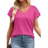image:imageWIHOLL Short Sleeve Sweater for Women V Neck Trendy Summer Tops 2026 Beach Vacation Clothes Travel Business Casual OutfitsHot Pink
