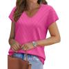 image:imageWIHOLL Short Sleeve Sweater for Women V Neck Trendy Summer Tops 2026 Beach Vacation Clothes Travel Business Casual OutfitsHot Pink