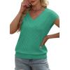 image:imageWIHOLL Short Sleeve Sweater for Women V Neck Trendy Summer Tops 2026 Beach Vacation Clothes Travel Business Casual OutfitsLake Green