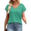 image:imageWIHOLL Short Sleeve Sweater for Women V Neck Trendy Summer Tops 2026 Beach Vacation Clothes Travel Business Casual OutfitsLake Green