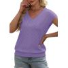 image:imageWIHOLL Short Sleeve Sweater for Women V Neck Trendy Summer Tops 2026 Beach Vacation Clothes Travel Business Casual OutfitsLavender