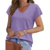 image:imageWIHOLL Short Sleeve Sweater for Women V Neck Trendy Summer Tops 2026 Beach Vacation Clothes Travel Business Casual OutfitsLavender