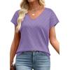 image:imageWIHOLL Short Sleeve Sweater for Women V Neck Trendy Summer Tops 2026 Beach Vacation Clothes Travel Business Casual OutfitsLavender