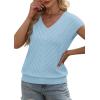 image:imageWIHOLL Short Sleeve Sweater for Women V Neck Trendy Summer Tops 2026 Beach Vacation Clothes Travel Business Casual OutfitsLight Blue