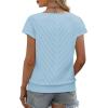 image:imageWIHOLL Short Sleeve Sweater for Women V Neck Trendy Summer Tops 2026 Beach Vacation Clothes Travel Business Casual OutfitsLight Blue