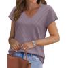 image:imageWIHOLL Short Sleeve Sweater for Women V Neck Trendy Summer Tops 2026 Beach Vacation Clothes Travel Business Casual OutfitsPurple