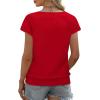 image:imageWIHOLL Short Sleeve Sweater for Women V Neck Trendy Summer Tops 2026 Beach Vacation Clothes Travel Business Casual OutfitsRed
