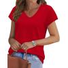 image:imageWIHOLL Short Sleeve Sweater for Women V Neck Trendy Summer Tops 2026 Beach Vacation Clothes Travel Business Casual OutfitsRed