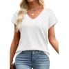 image:imageWIHOLL Short Sleeve Sweater for Women V Neck Trendy Summer Tops 2026 Beach Vacation Clothes Travel Business Casual OutfitsWhite