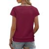 image:imageWIHOLL Short Sleeve Sweater for Women V Neck Trendy Summer Tops 2026 Beach Vacation Clothes Travel Business Casual OutfitsWine Red