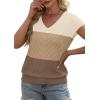image:imageWIHOLL Short Sleeve Sweater for Women V Neck Trendy Summer Tops 2026 Beach Vacation Clothes Travel Business Casual OutfitsZ  Apricot Coffee Brown
