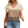 image:imageWIHOLL Short Sleeve Sweater for Women V Neck Trendy Summer Tops 2026 Beach Vacation Clothes Travel Business Casual OutfitsZ  Apricot Coffee Brown