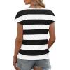 image:imageWIHOLL Short Sleeve Sweater for Women V Neck Trendy Summer Tops 2026 Beach Vacation Clothes Travel Business Casual OutfitsZ  Black White Stripes